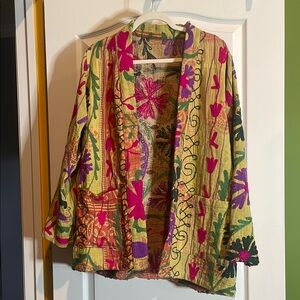 🌺🌿KANTHA open embroidered Floral Multicolor Women's Jacket🌺🌿